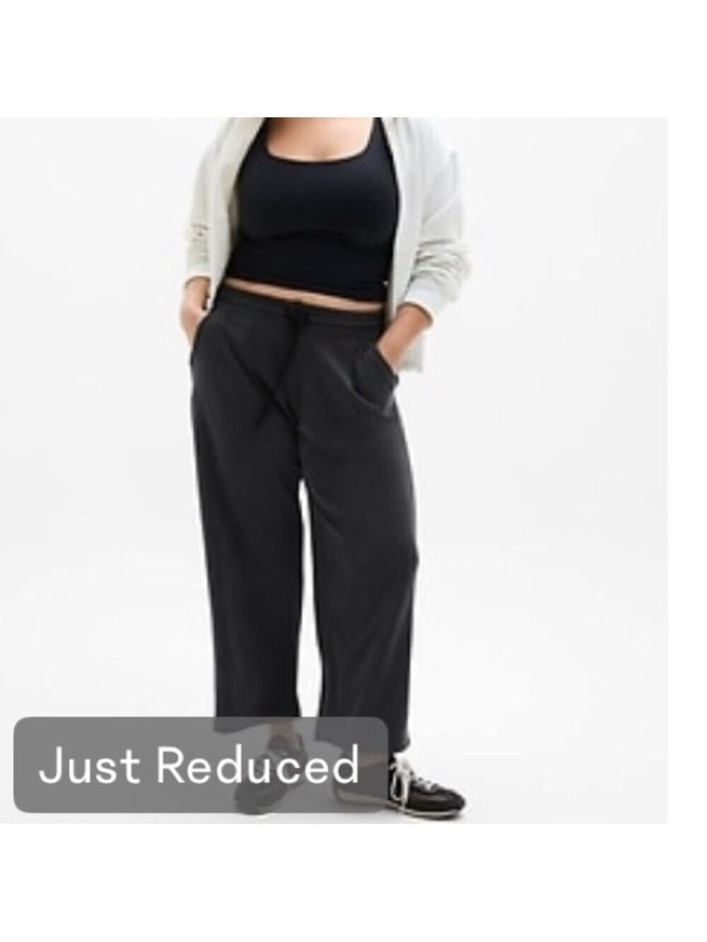 Athleta Seasoft Black Wide Leg Crop Pants, size Large Tall